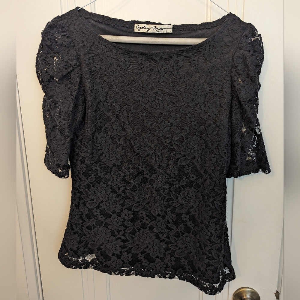 Cydney Mar Black Lace top - Made in Canada